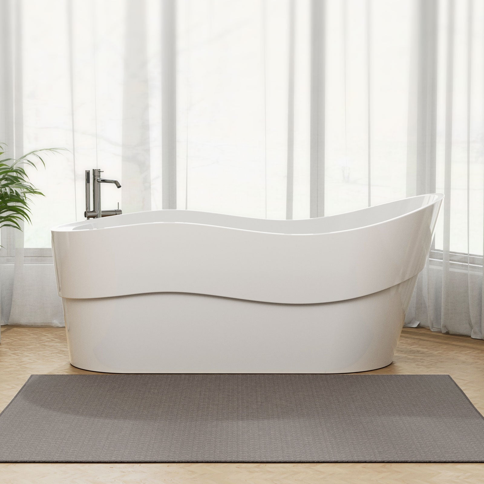 Luxury 60 / 67 Modern Acrylic Corner Bathtub Rectangular