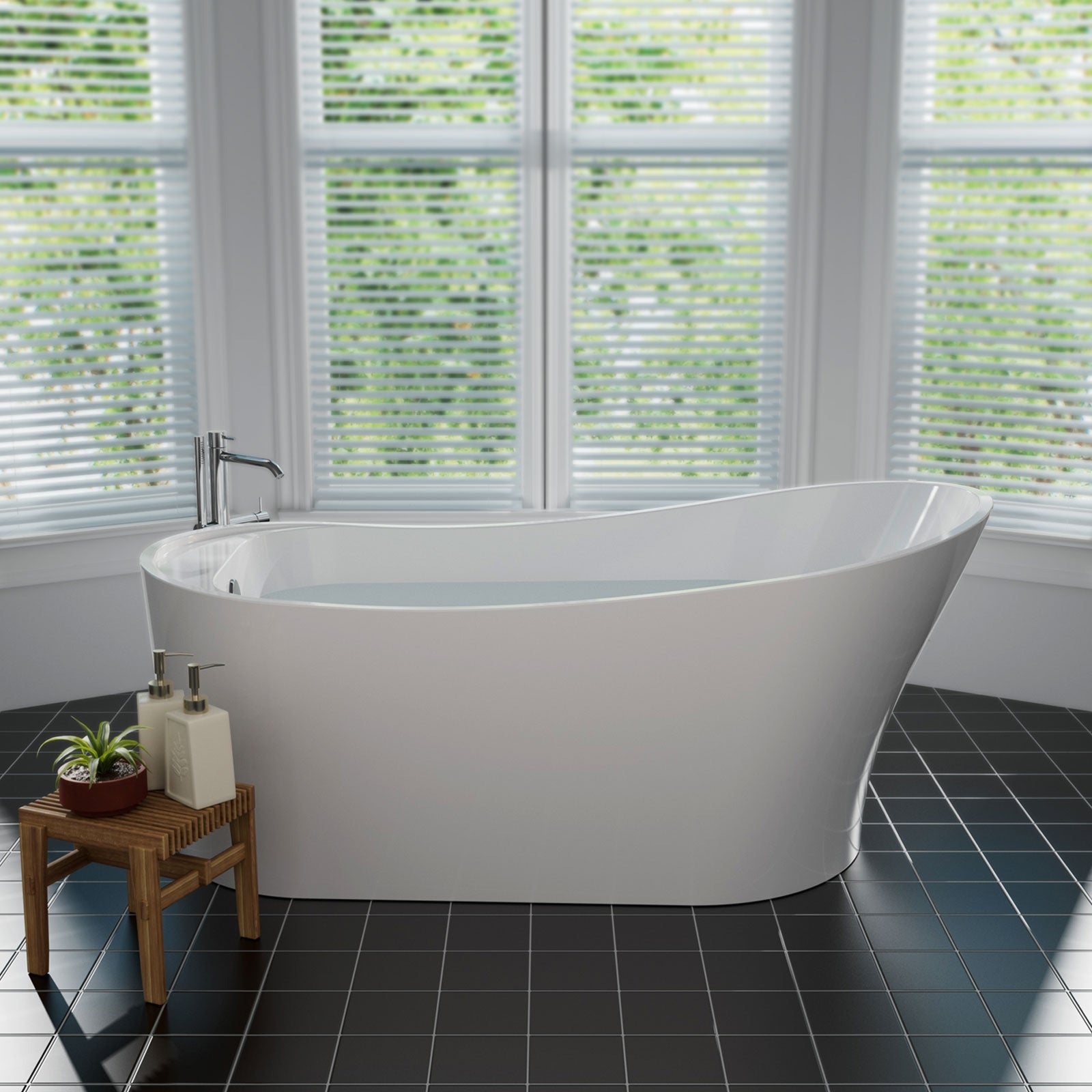 Luxury 60 / 67 Modern Acrylic Corner Bathtub Rectangular