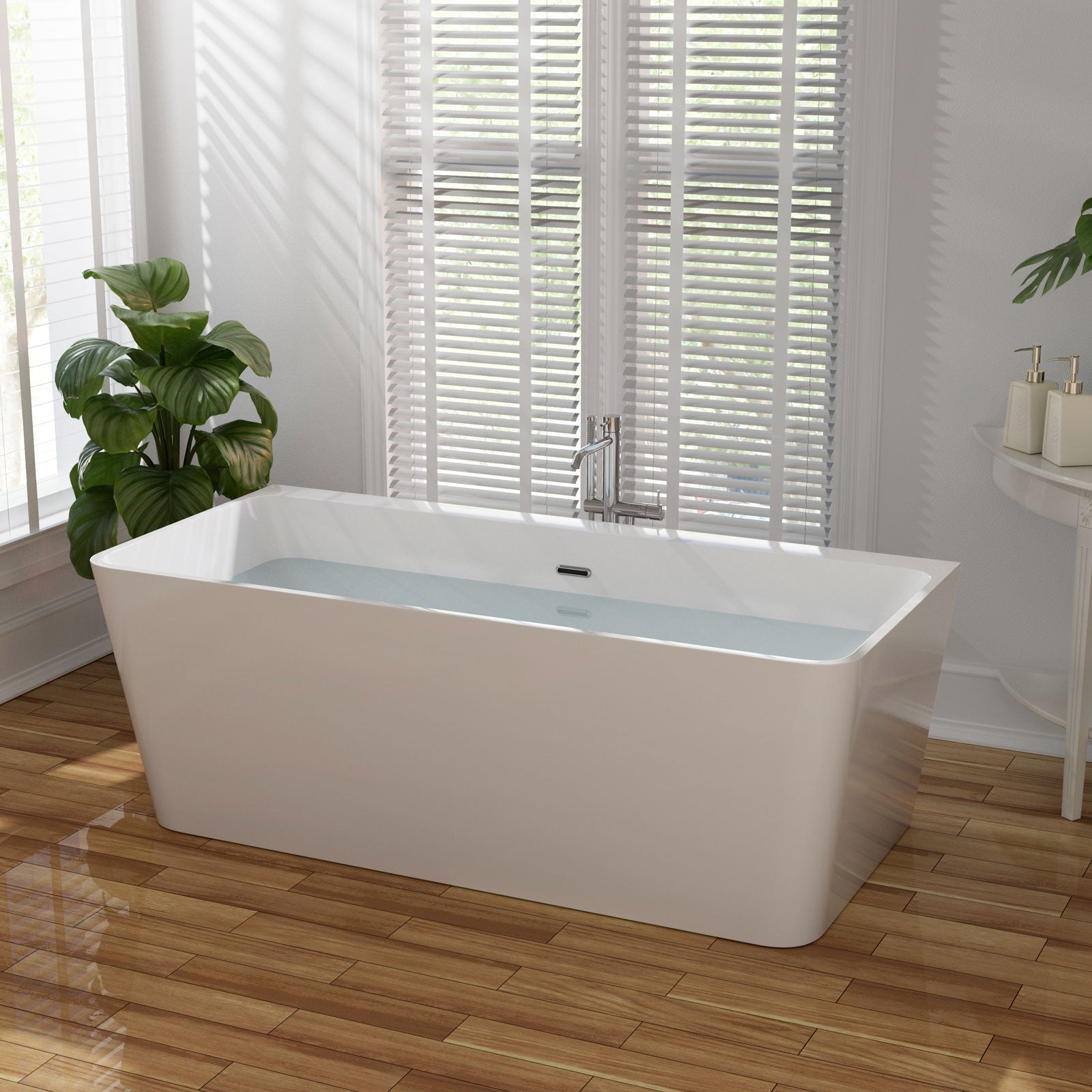 Luxury 60 / 67 Modern Acrylic Corner Bathtub Rectangular