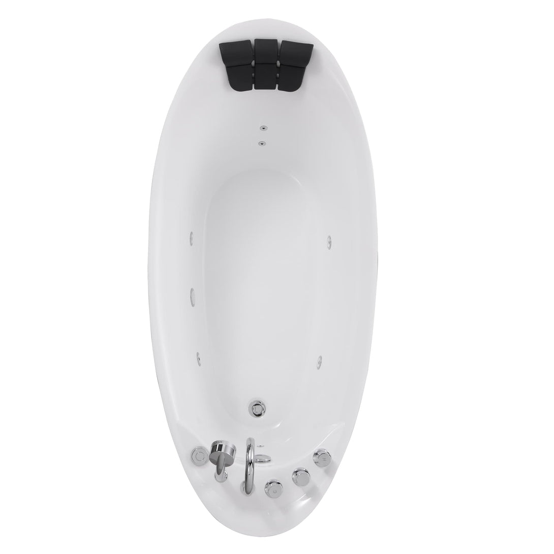 Empava-67AIS02 whirlpool acrylic freestanding hydromassage oval single-ended bathtub white background