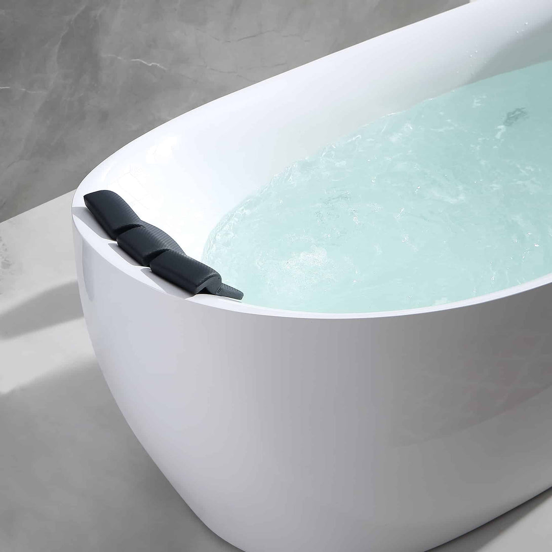 Empava-67AIS02 whirlpool acrylic freestanding hydromassage oval single-ended bathtub pillow