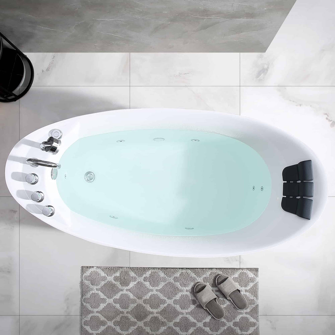 Empava-67AIS02 whirlpool acrylic freestanding hydromassage oval single-ended bathtub aerial view