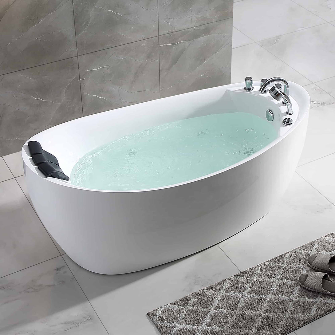 Empava-67AIS02 whirlpool acrylic freestanding hydromassage oval single-ended bathtub