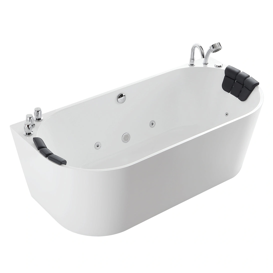 67 Freestanding Hydro Massage Whirlpool Bathtub with Center Drain-EMPV-67AIS07