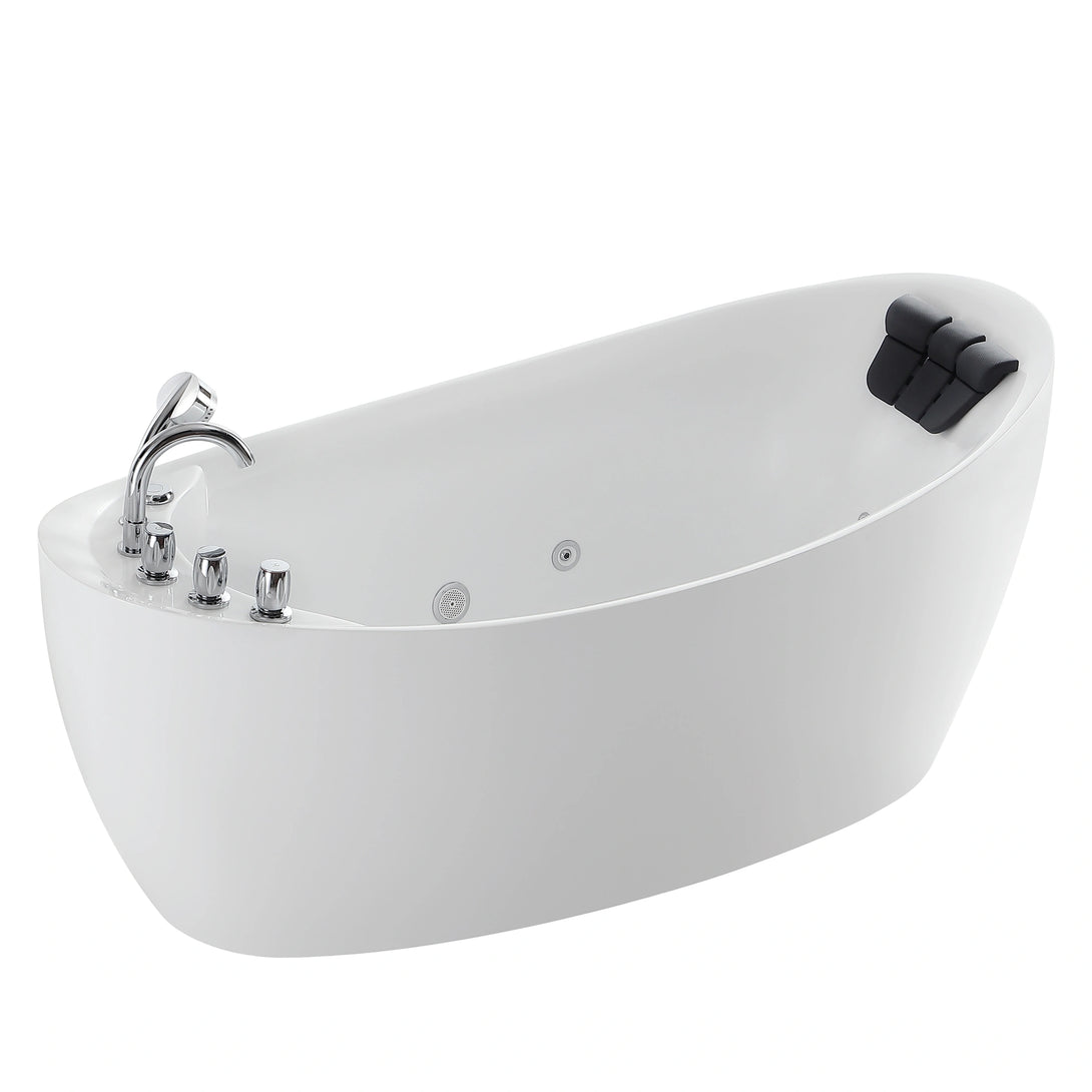 67 Freestanding Hydro Massage Whirlpool Bathtub with Reversible Drain-EMPV-67AIS02