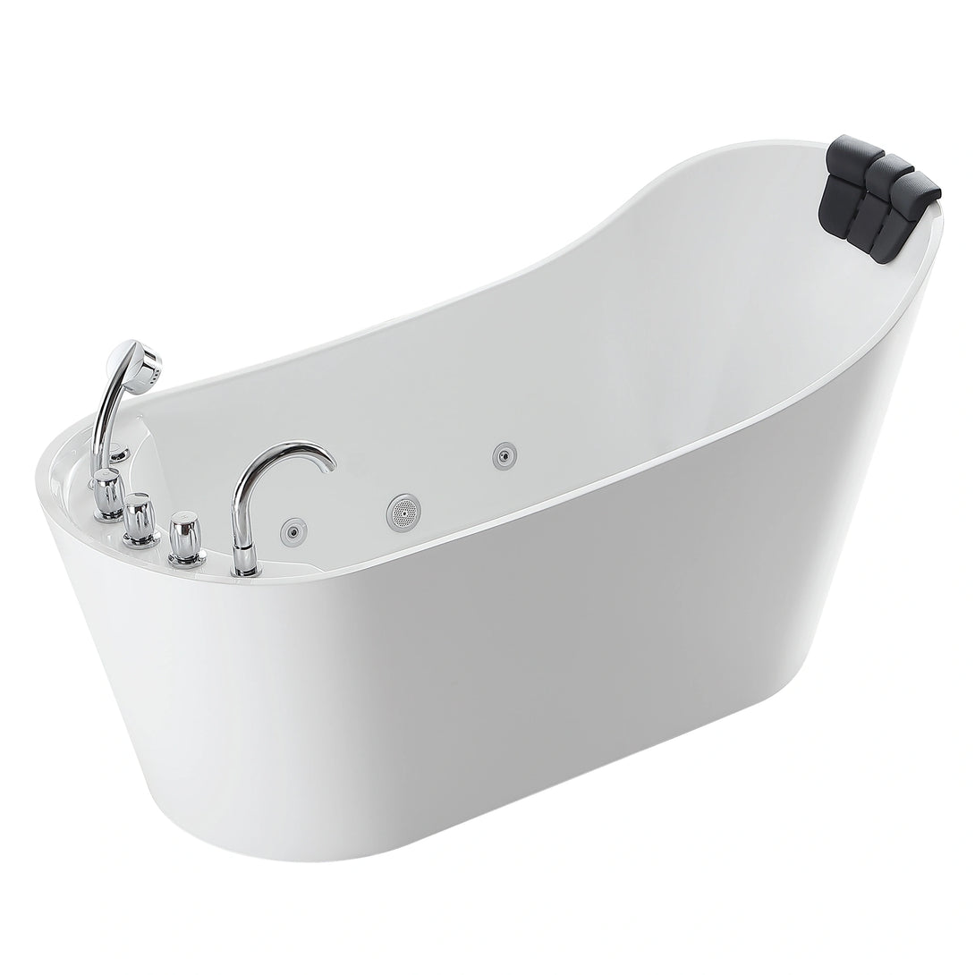 67 Freestanding Whirlpool Tub with Faucet and Reversible Drain-EMPV-67AIS09