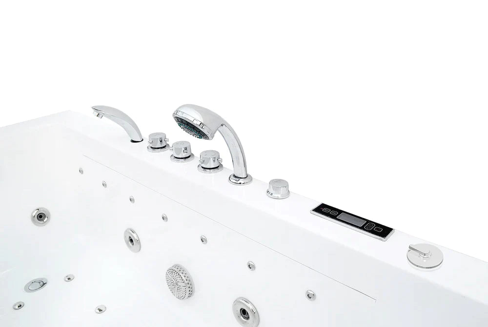 MUZZ 67 Whirlpool Air Massage Bathtub,Rectangular Water Jets Bath,Jetted  Soaking Hot Tub with Slip-Resistant,Jet Spa for Bathtub with Faucet  Set,Drop