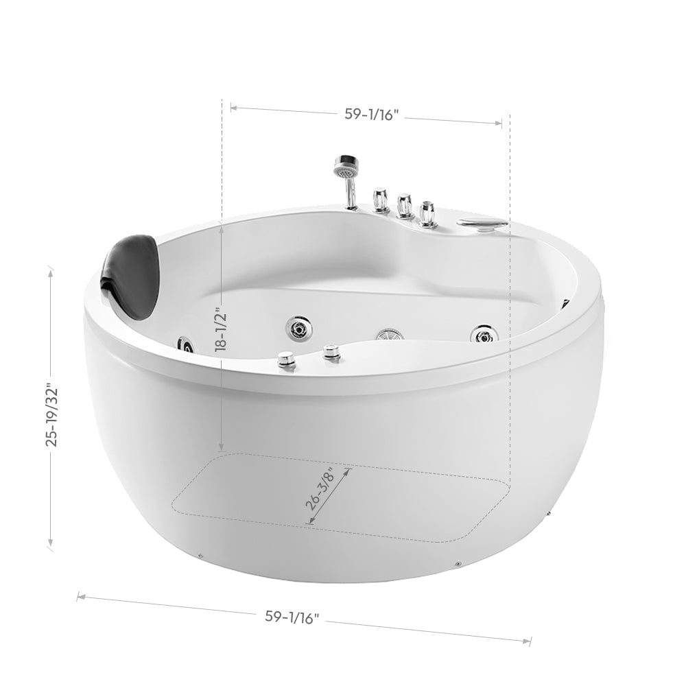 Empava-59JT005 whirlpool acrylic round modern bathtub-size
