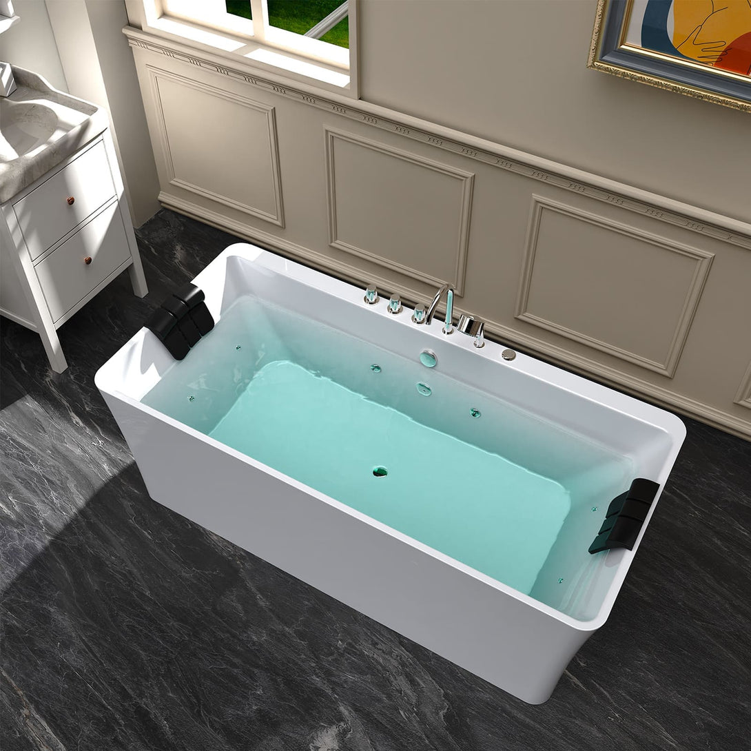 Empava-67AIS03 whirlpool acrylic hydromassage rectangular double-ended bathtub with water