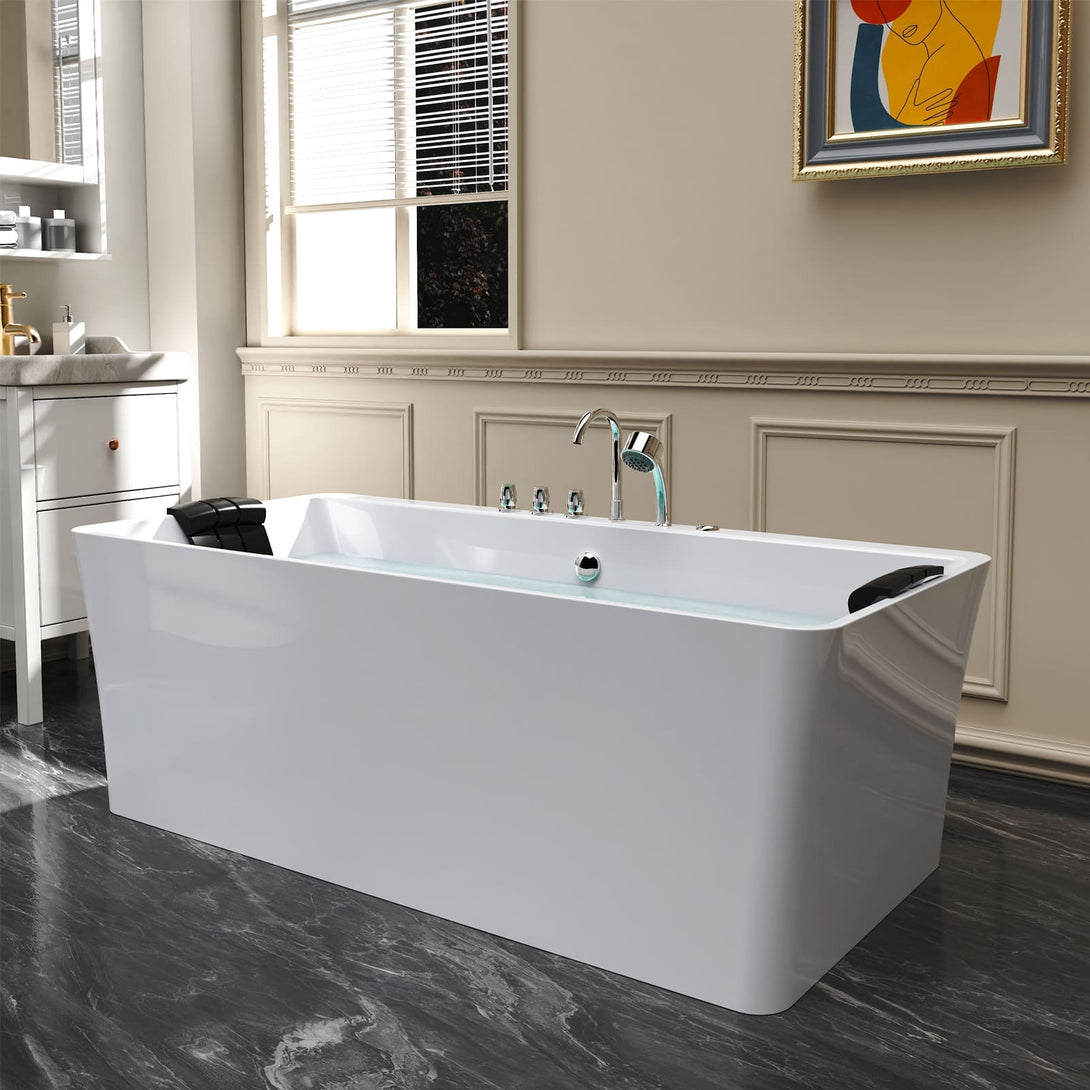 Empava-67AIS03 whirlpool acrylic hydromassage rectangular double-ended bathtub side view