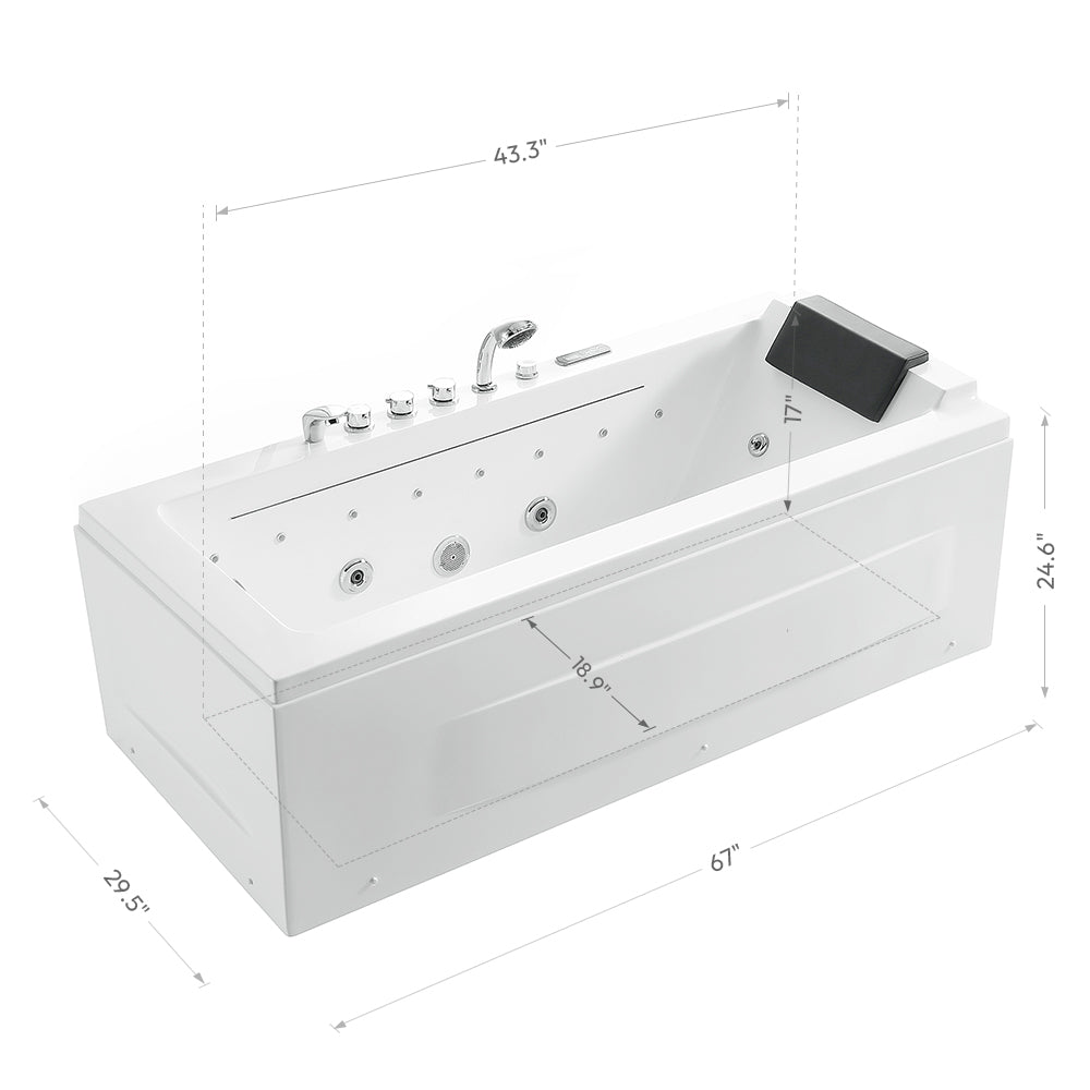 whirlpool bath tub Empava-67JT351LED-size