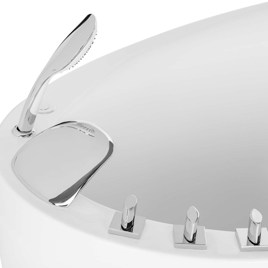Empava-48JT011 luxury freestanding acrylic air jets mirco bubble hydrotherapy oval modern white SPA bathtub water faucet