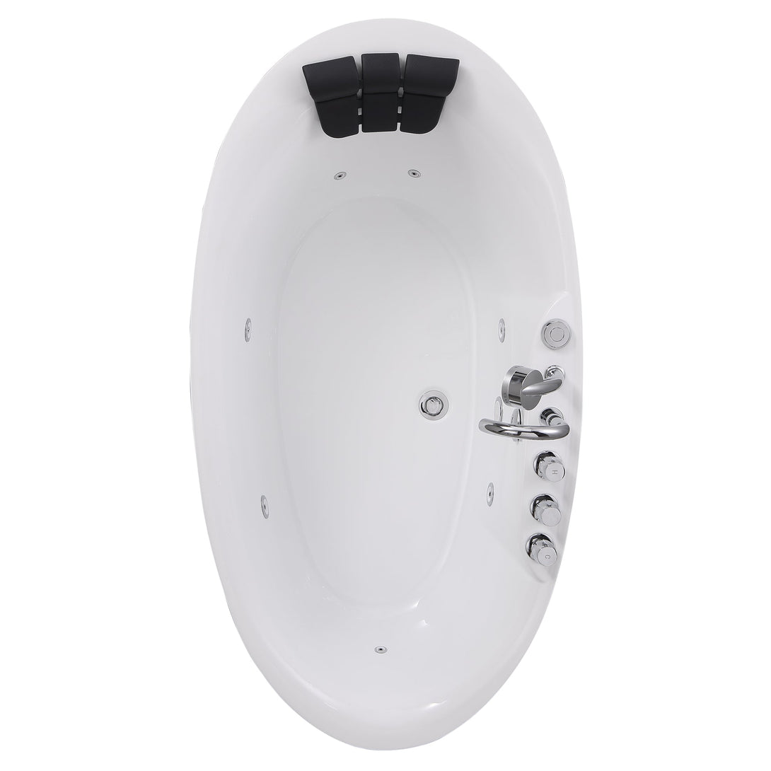 Empava-59AIS12 whirlpool acrylic freestanding oval single-ended bathtub white background