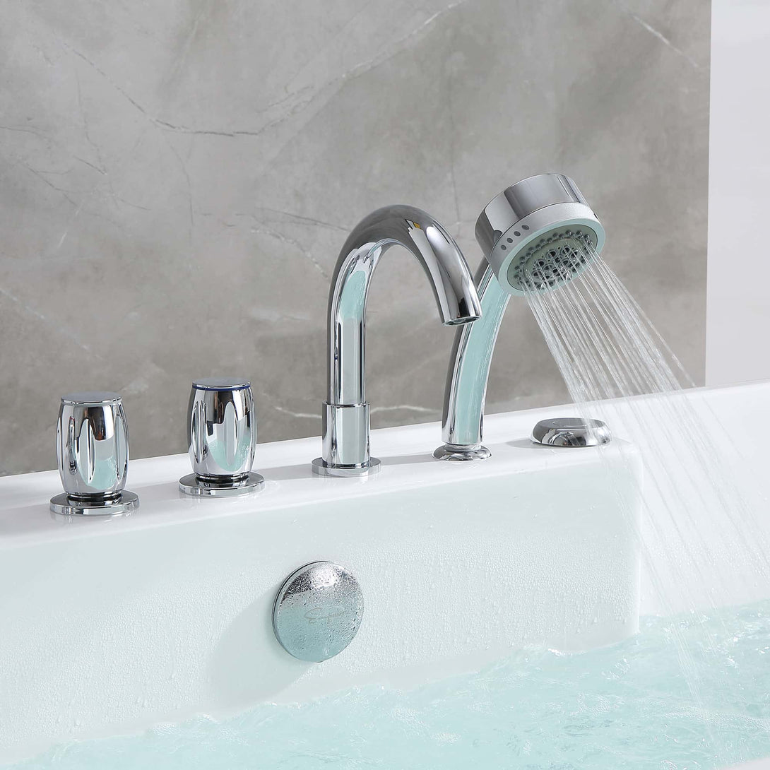 Empava-59AIS15 whirlpool acrylic freestanding hydromassage rectangular bathtub water faucet