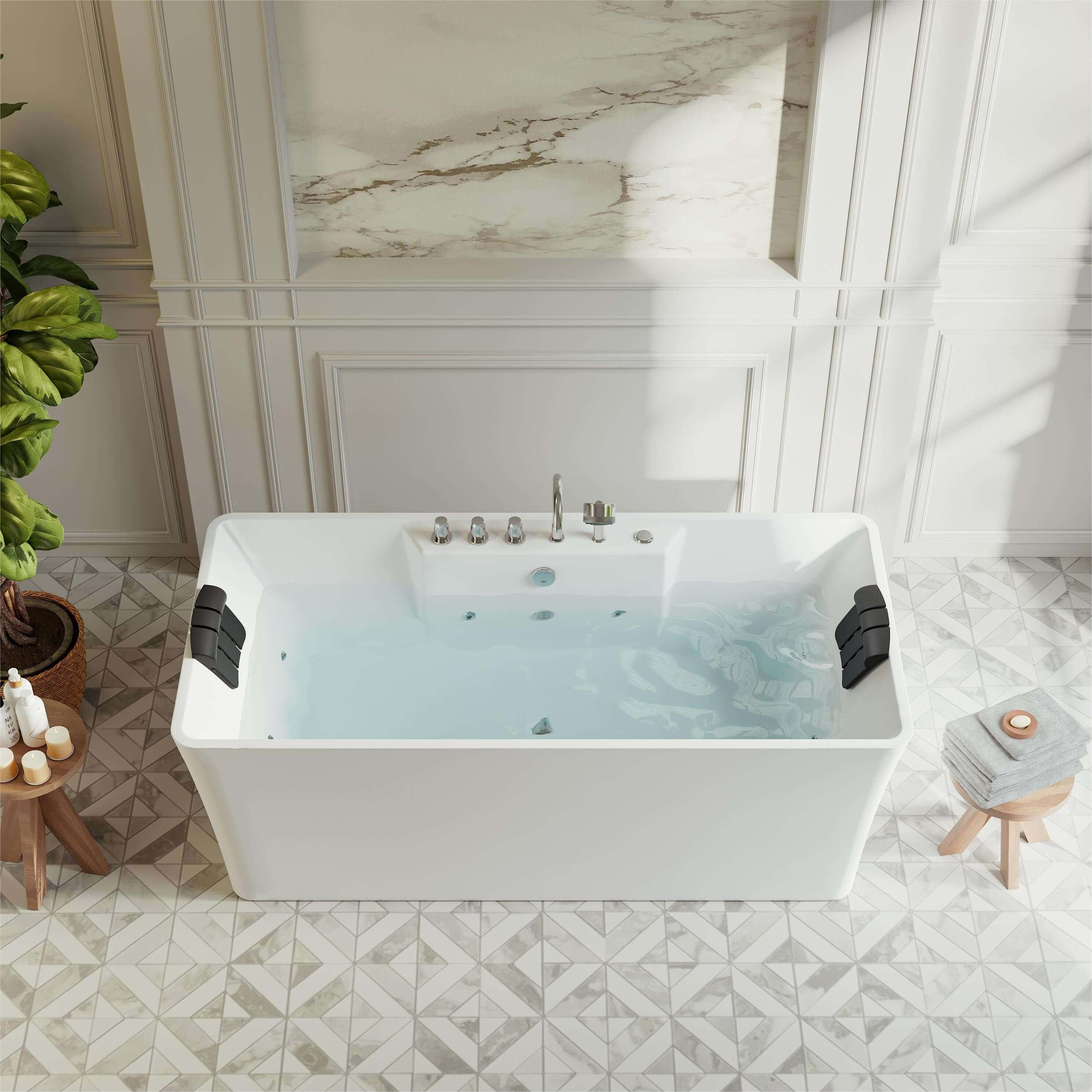 Stretch out and destress in our spacious 59” jetted tub.Your home spa