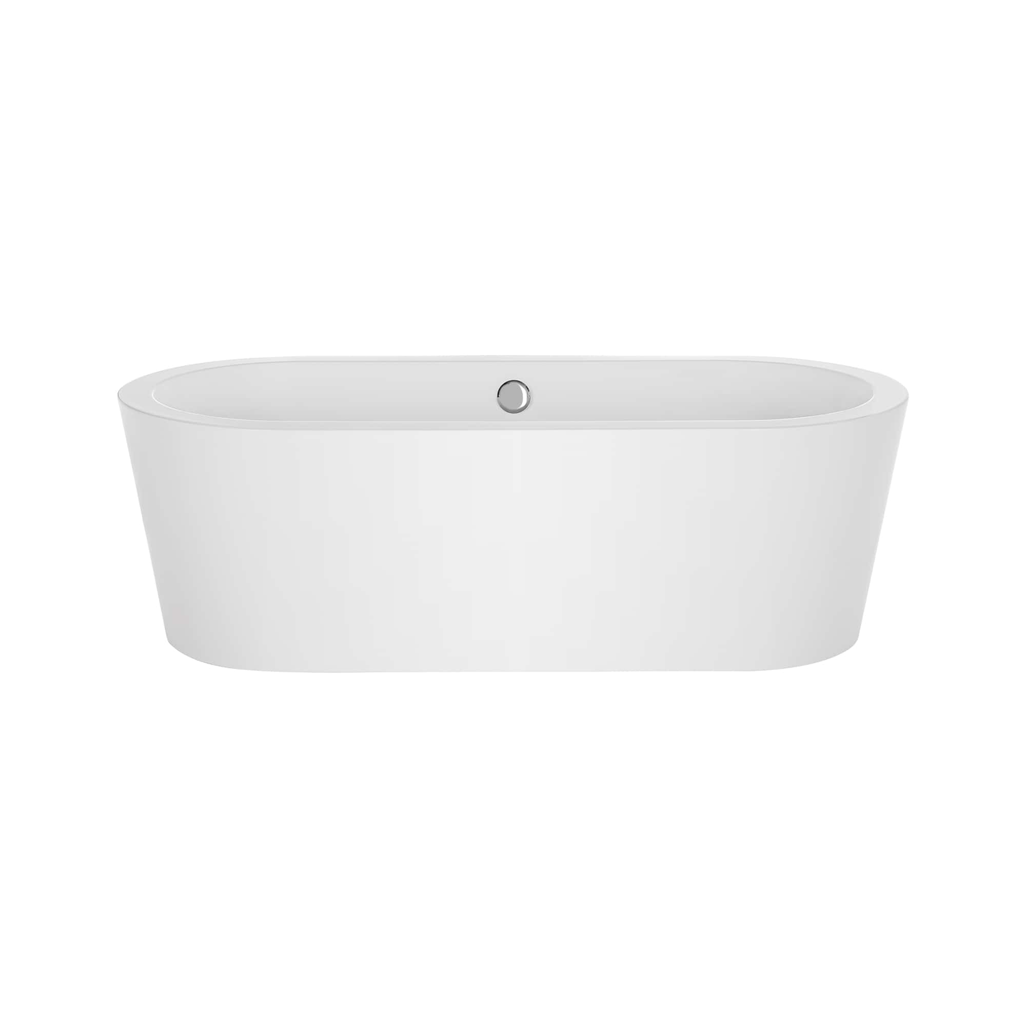 Empava-59FT1505 luxury freestanding acrylic soaking oval modern white SPA bathtub front view
