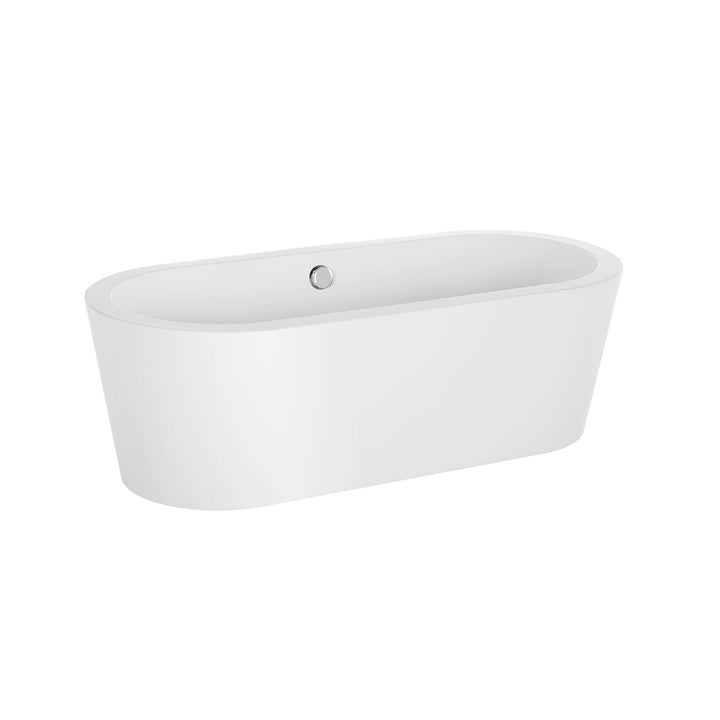Empava-59FT1505 luxury freestanding acrylic soaking oval modern white SPA bathtub