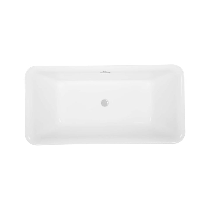 Empava-59FT1511 luxury acrylic soaking rectangular modern stand alone white SPA bathtub aerial view