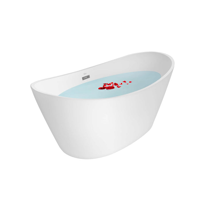 Empava-59FT1518 luxury freestanding acrylic soaking oval modern double-ended bathtub with water and petal