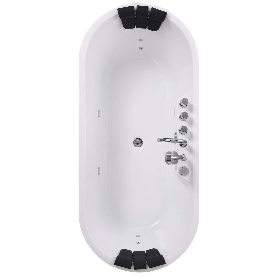 Empava-67AIS01 whirlpool acrylic freestanding hydromassage oval double-ended bathtub white background