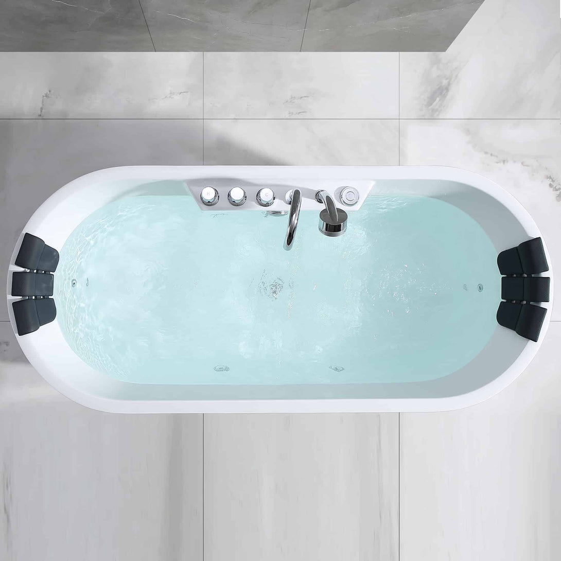 Empava-67AIS01 whirlpool acrylic freestanding hydromassage oval double-ended bathtub aerial view