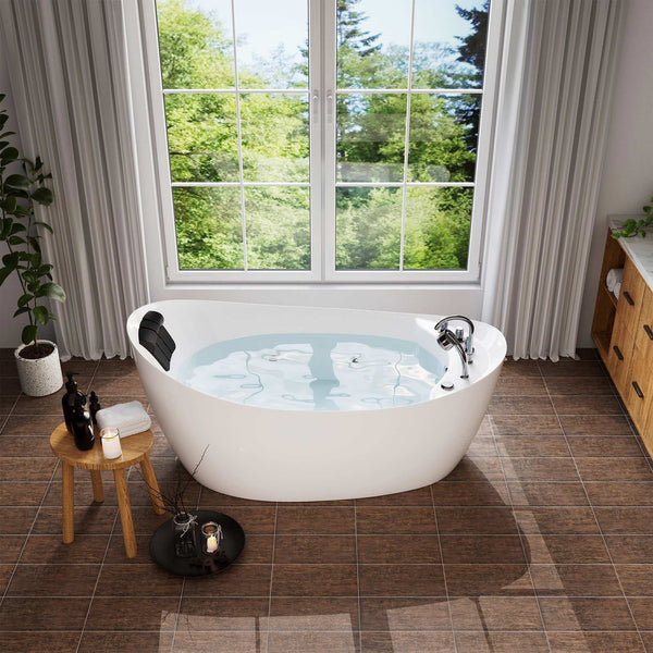 Empava-67AIS02 whirlpool acrylic freestanding hydromassage oval single-ended bathtub front