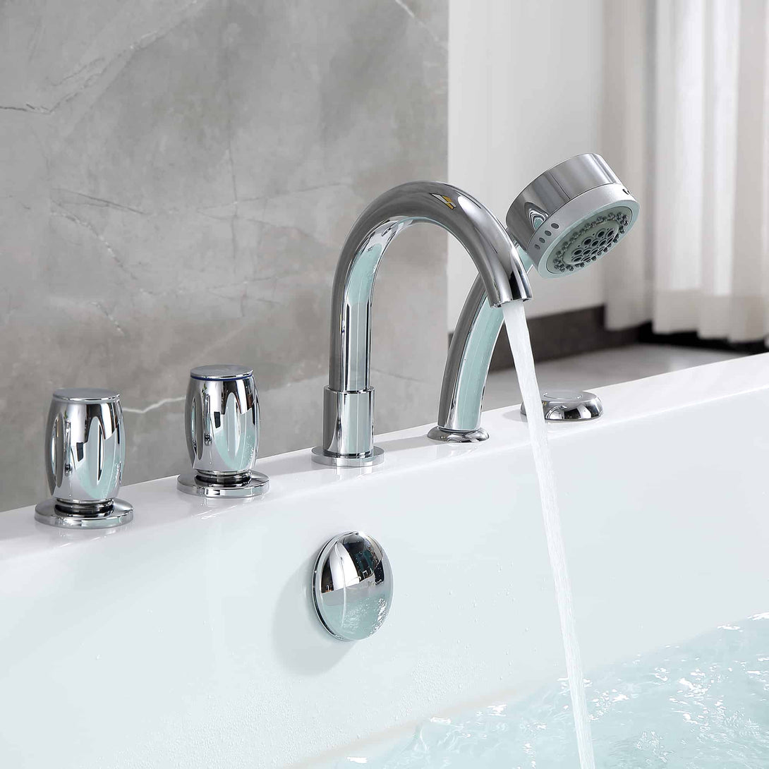 Empava-67AIS03 whirlpool acrylic hydromassage rectangular double-ended bathtub water faucet