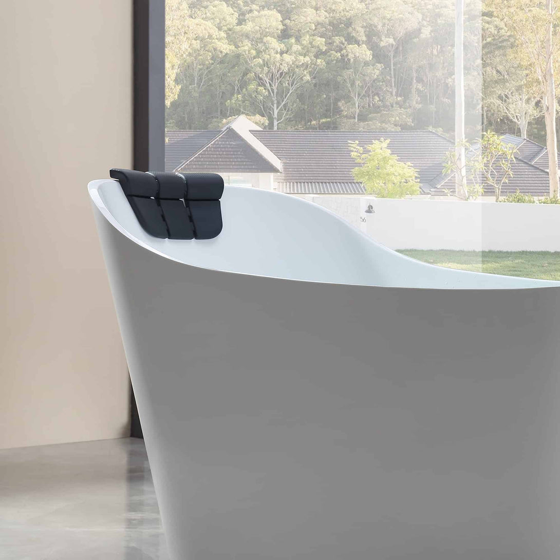 Empava-67AIS09 whirlpool acrylic freestanding oval high back single-ended bathtub pillow