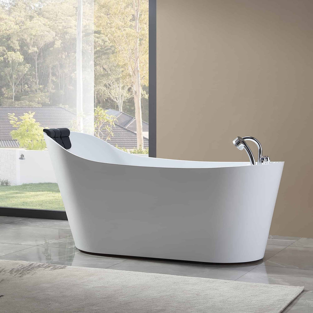 Empava-67AIS09 whirlpool acrylic freestanding oval high back single-ended bathtub