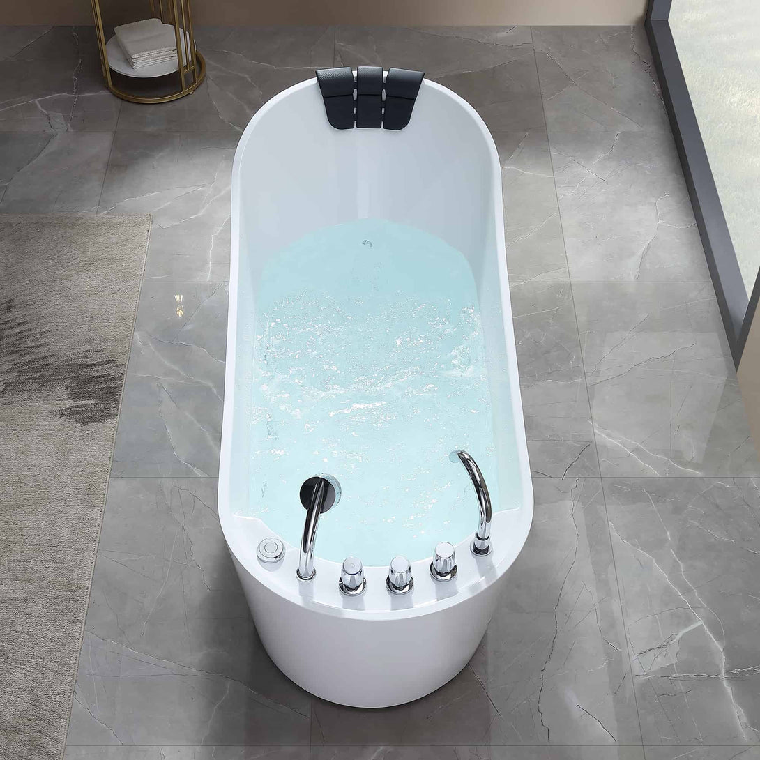 Empava-67AIS09 whirlpool acrylic freestanding oval high back single-ended bathtub aerial view