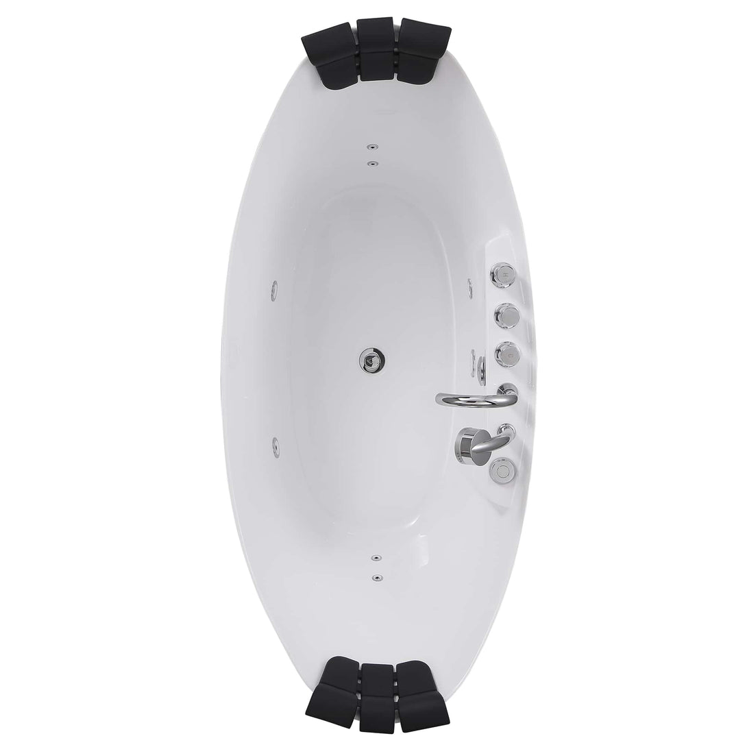 Empava-67AIS10 whirlpool acrylic freestanding hydromassage oval double-ended bathtub white background