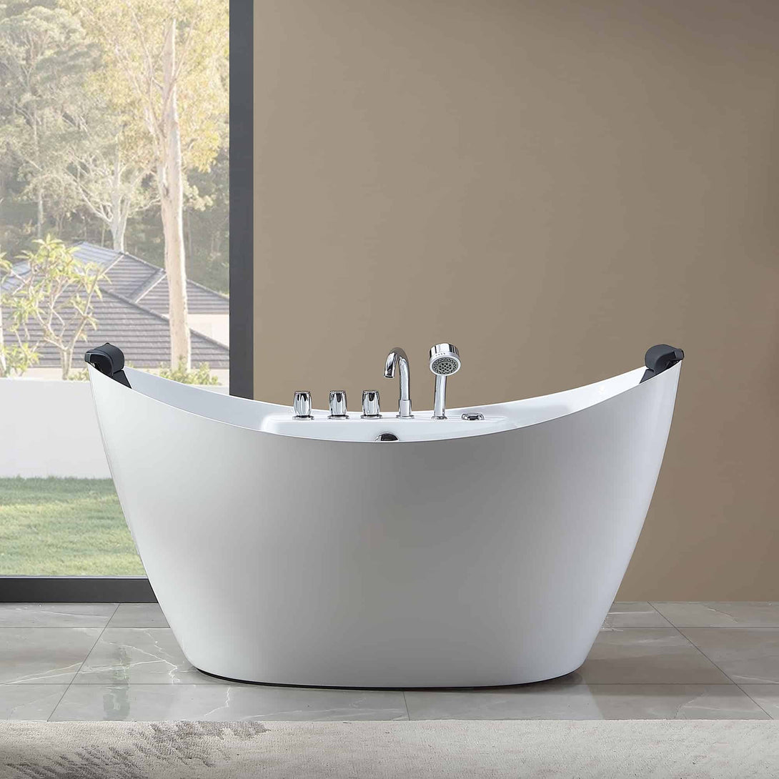 Empava-67AIS10 whirlpool acrylic freestanding hydromassage oval double-ended bathtub front view