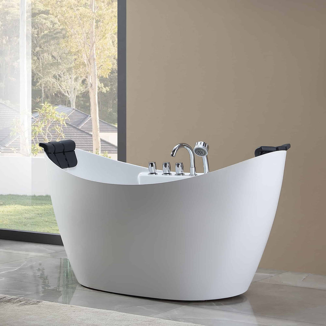 Empava-67AIS10 whirlpool acrylic freestanding hydromassage oval double-ended bathtub
