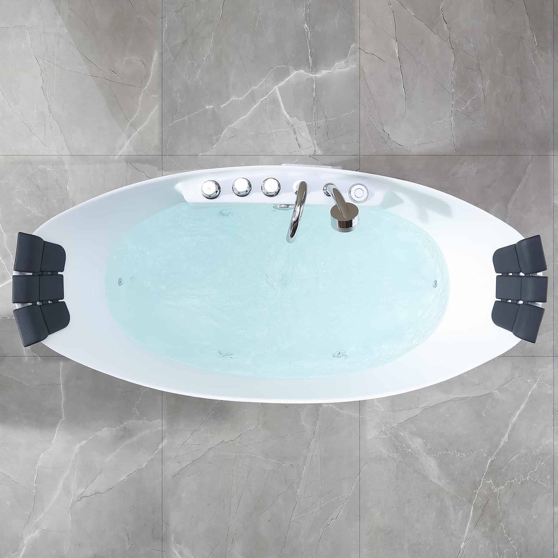 Empava-67AIS10 whirlpool acrylic freestanding hydromassage oval double-ended bathtub aerial view