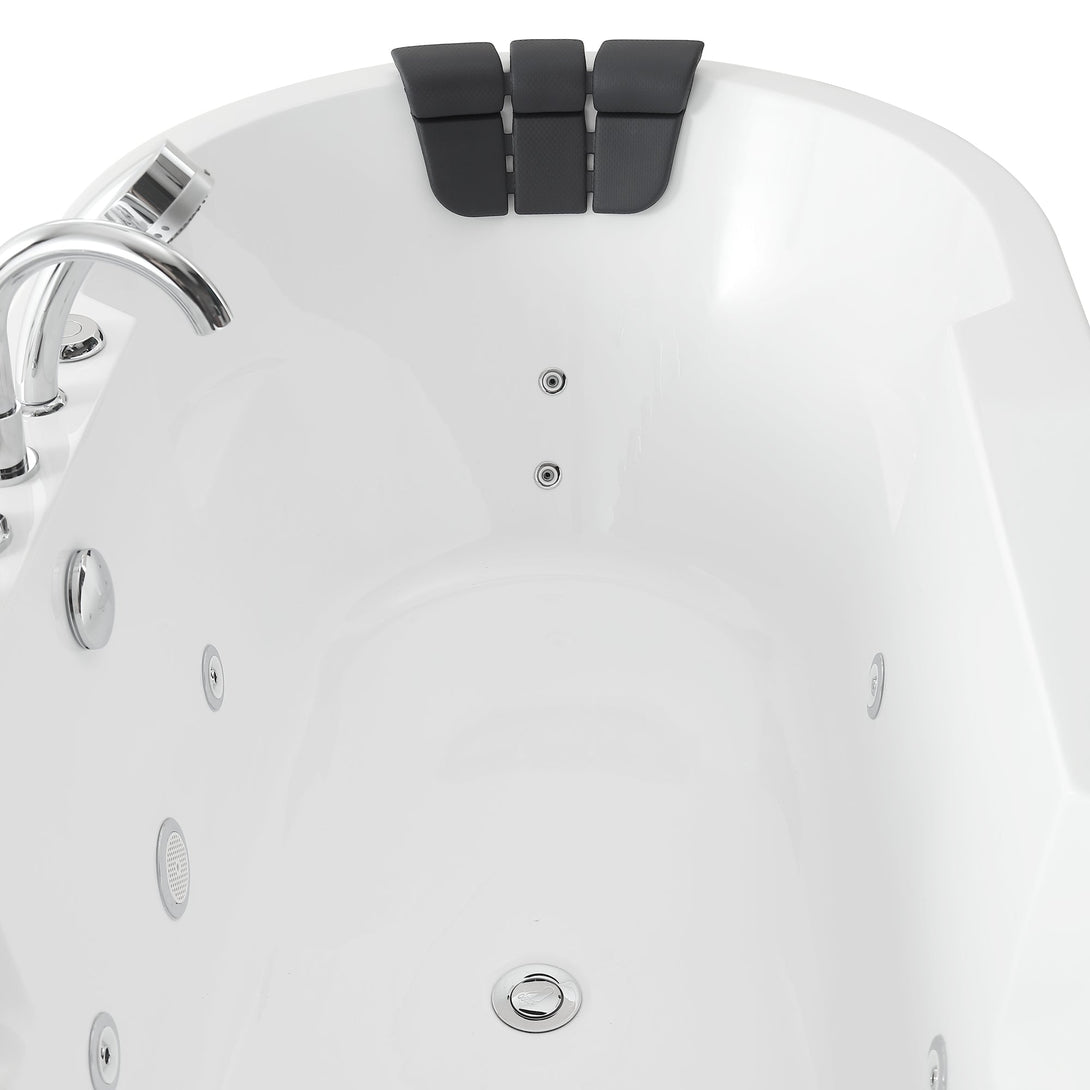 Empava-67AIS17 whirlpool acrylic freestanding oval bathtub for 2-person water jets and pillow