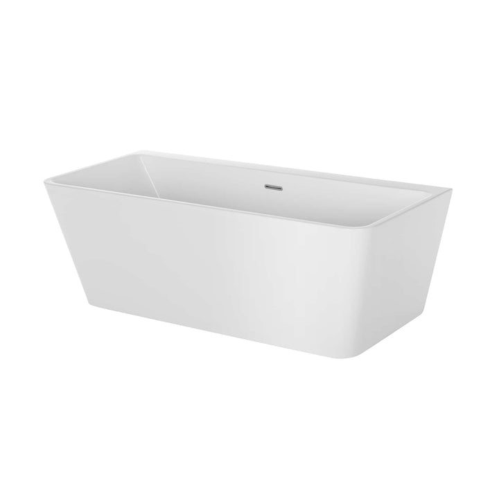 Empava-67FT1516 luxury freestanding acrylic soaking rectangular modern white SPA bathtub