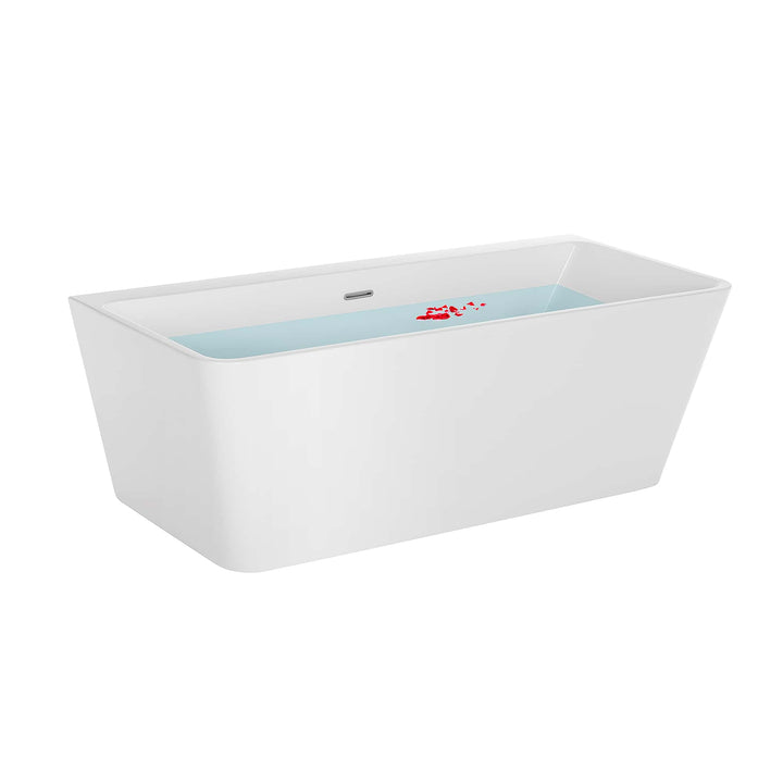 Empava-67FT1516 luxury freestanding acrylic soaking rectangular modern white SPA bathtub with water and petal