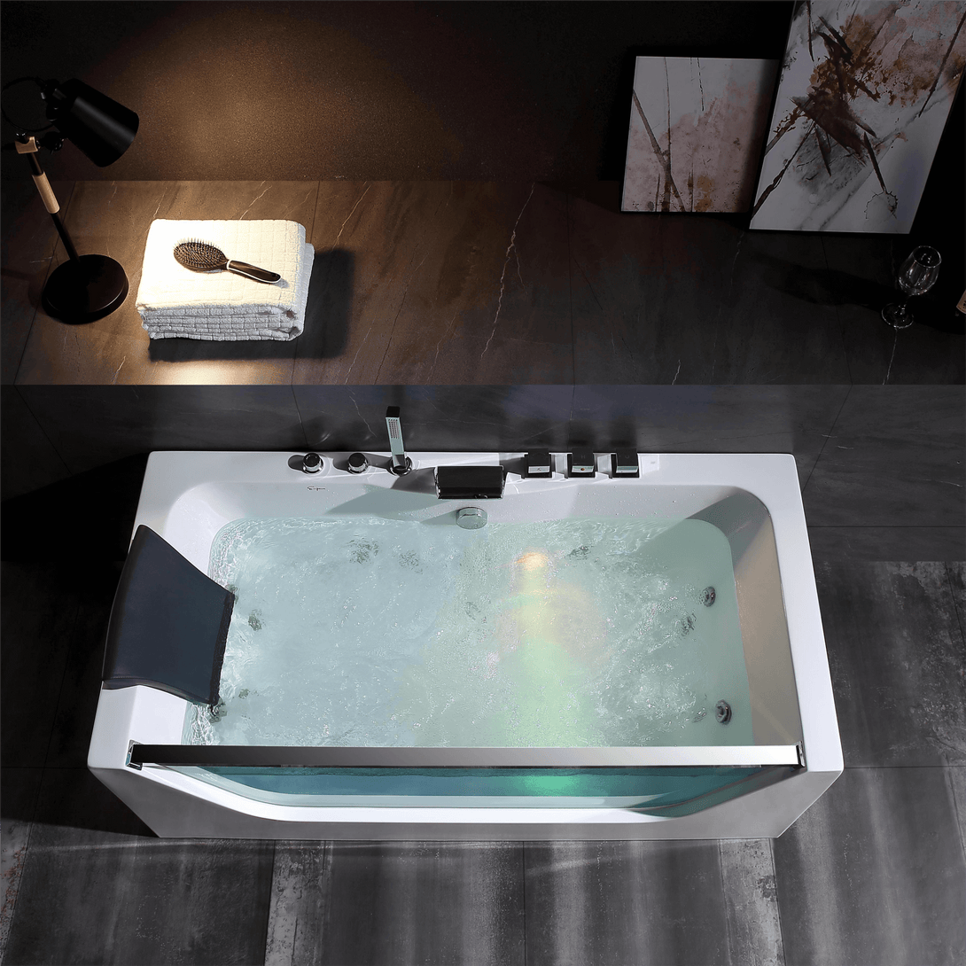 Empava-67JT408LED whirlpool acrylic Chromatherapy rectangular bathtub aerial view
