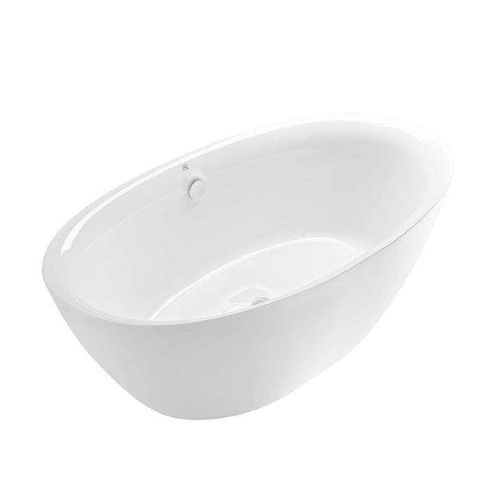 Empava-71FT1503 luxury freestanding acrylic soaking oval modern white bathtub