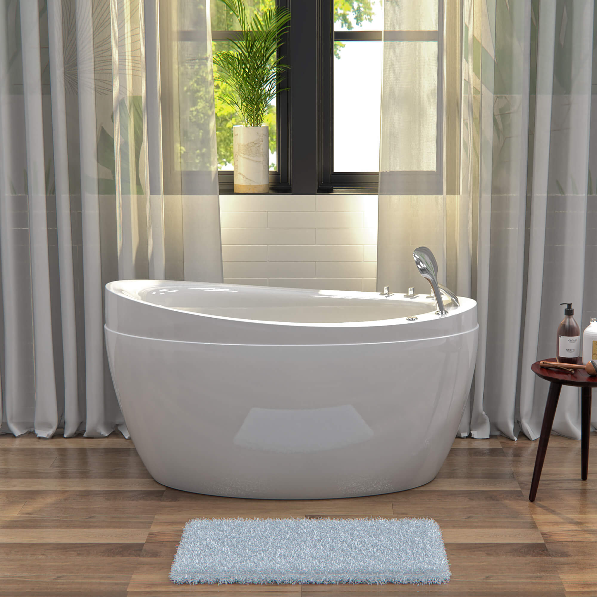 Empava-48JT011 luxury freestanding acrylic air jets mirco bubble hydrotherapy oval modern white SPA bathtub front view